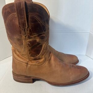 Tecovas Tan and Brown Leather Cowboy Boots